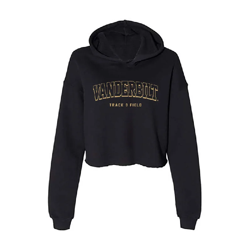 Vanderbilt - NCAA Women's Track & Field : Faith Franklin - Women's Crop Fleece Hoodie Hoodie with Distressed Vintage Worn