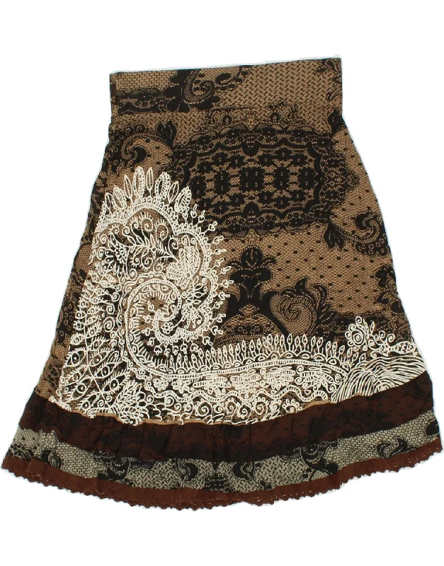 DESIGUAL Womens A-Line Skirt XS W25  Brown Paisley vintage skirt charm