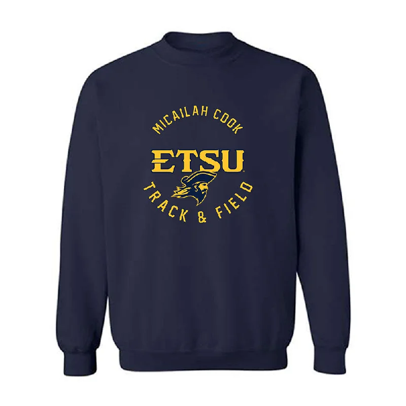 East Tennessee State - NCAA Women's Track & Field : Micailah Cook - Classic Fashion Shersey Crewneck Sweatshirt Hoodie with Metallic Shiny Futuristic