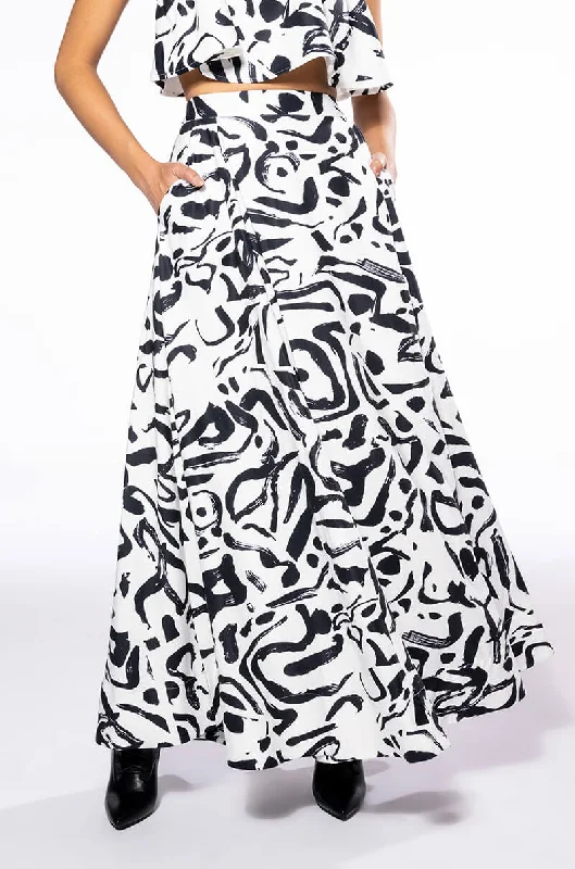 DALI'S MUSE BANDEAU ABSTRACT MAXI SKIRT silk skirt luxurious