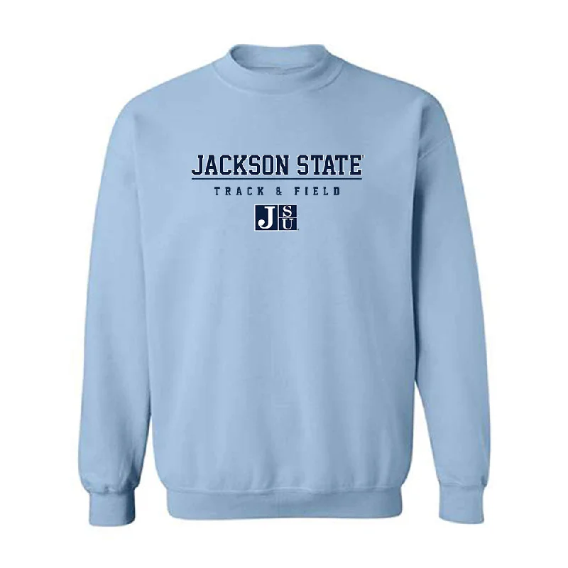 Jackson State - NCAA Women's Track & Field : Tramani Osley - Classic Shersey Crewneck Sweatshirt Hoodie with Hem Contrast Bold Stylish