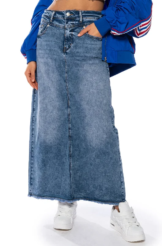 THROWBACK DENIM MAXI SKIRT slim fit skirt