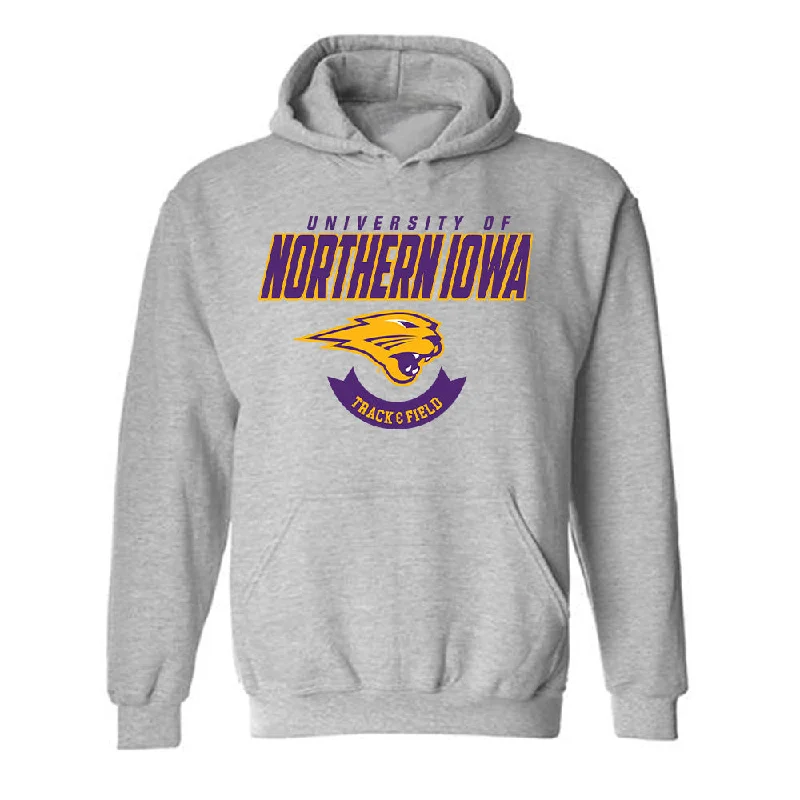 Northern Iowa - NCAA Women's Track & Field : Aleksys Gannon - Classic Shersey Hooded Sweatshirt Hoodie with Stripes Bold Sporty