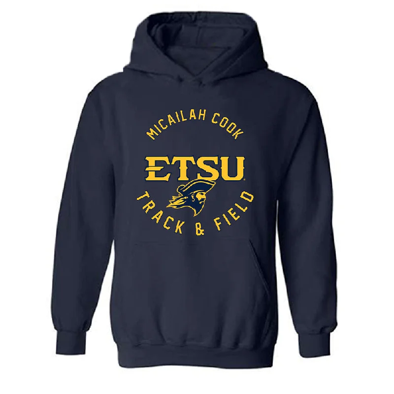 East Tennessee State - NCAA Women's Track & Field : Micailah Cook - Classic Fashion Shersey Hooded Sweatshirt Hoodie with Applique Textured Unique