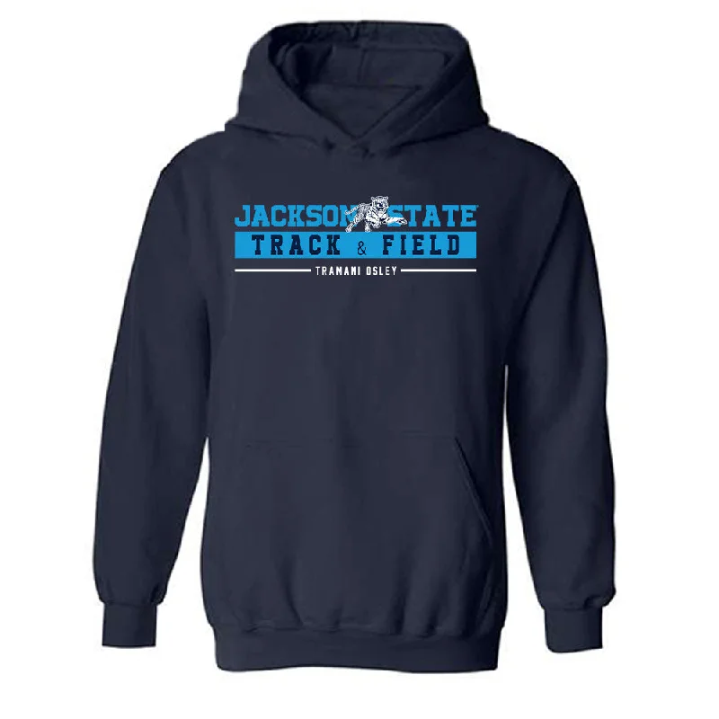 Jackson State - NCAA Women's Track & Field : Tramani Osley - Classic Fashion Shersey Hooded Sweatshirt Hoodie with Strings Custom Fit Adjustable