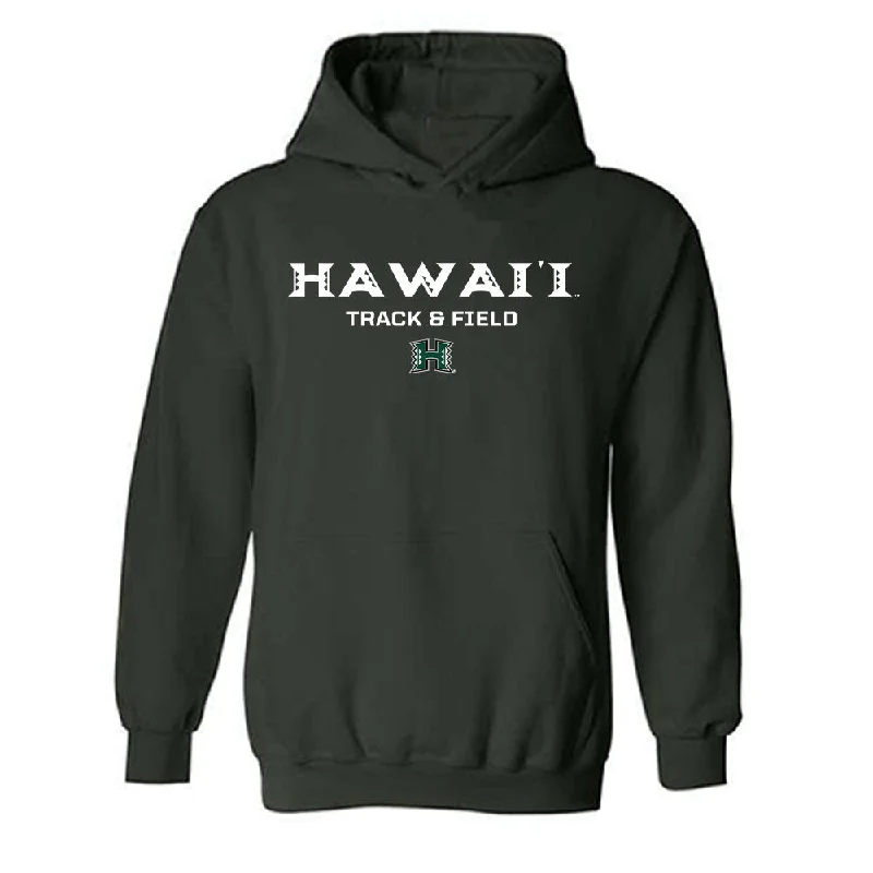 Hawaii - NCAA Women's Track & Field : Rachel Seeley - Classic Shersey Hooded Sweatshirt Hoodie with Mock Neck Collared Structured