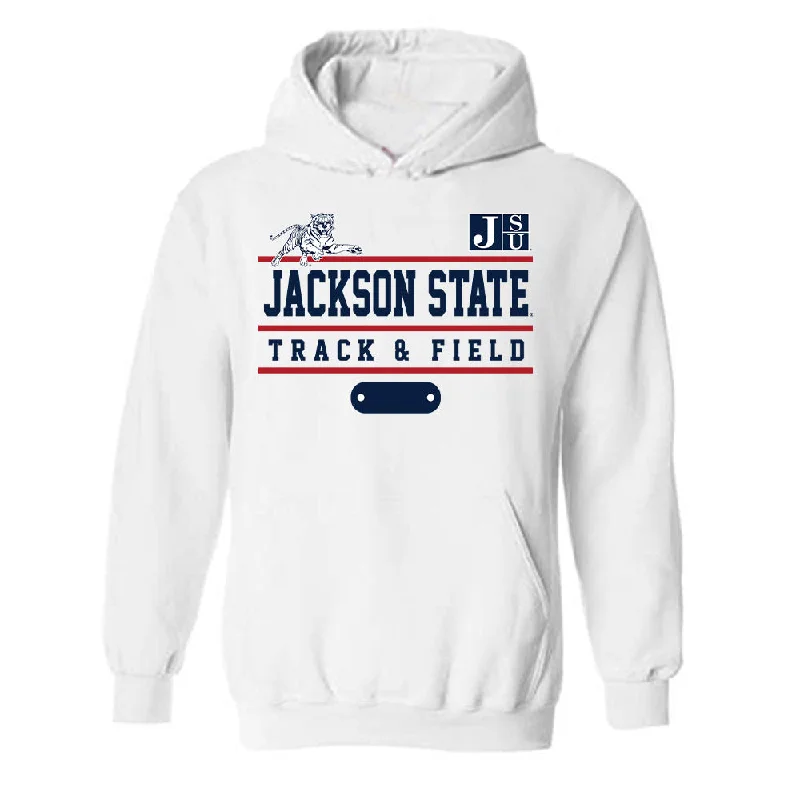 Jackson State - NCAA Women's Track & Field : Tramani Osley - Classic Fashion Shersey Hooded Sweatshirt Hoodie with Logo Branding Identity