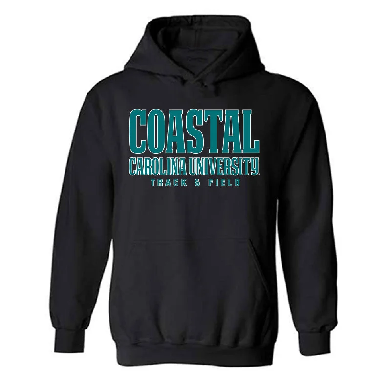 Coastal Carolina - NCAA Women's Track & Field : Faith Wright - Sports Shersey Hooded Sweatshirt Hoodie with Front Slit Layering Stylish