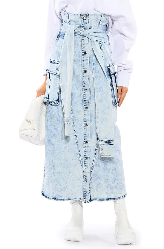 NEXT UP BLEACHED DENIM MAXI SKIRT tulle skirt dreamy