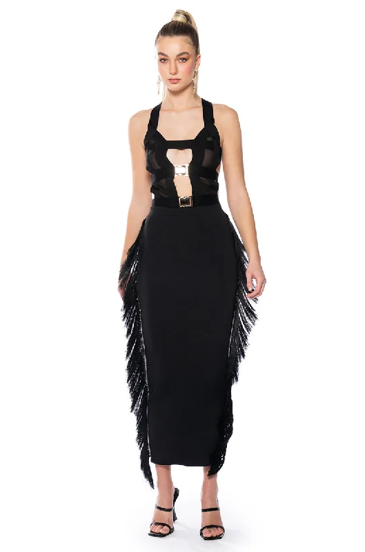 IRMA FRINGE MAXI SKIRT boho skirt vibe