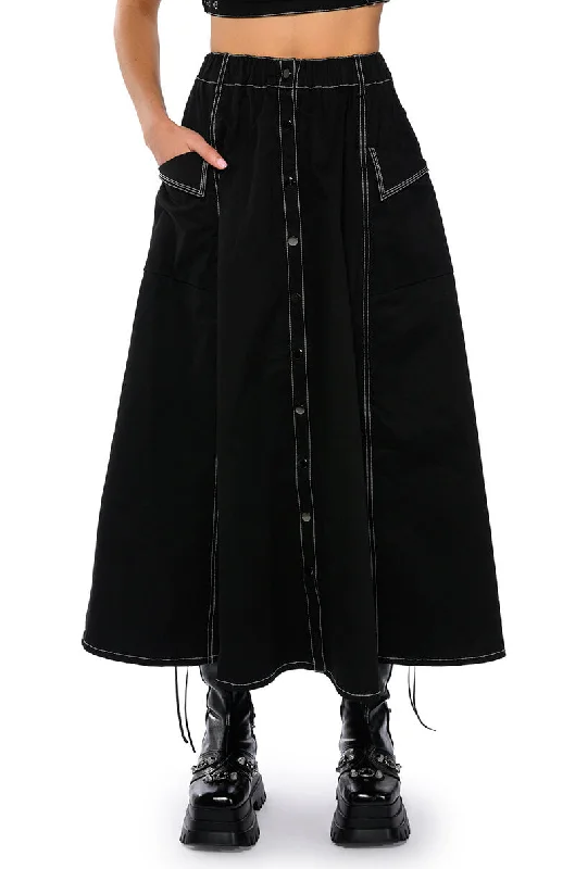 SECRET ADMIRER DENIM MAXI SKIRT lace skirt romantic