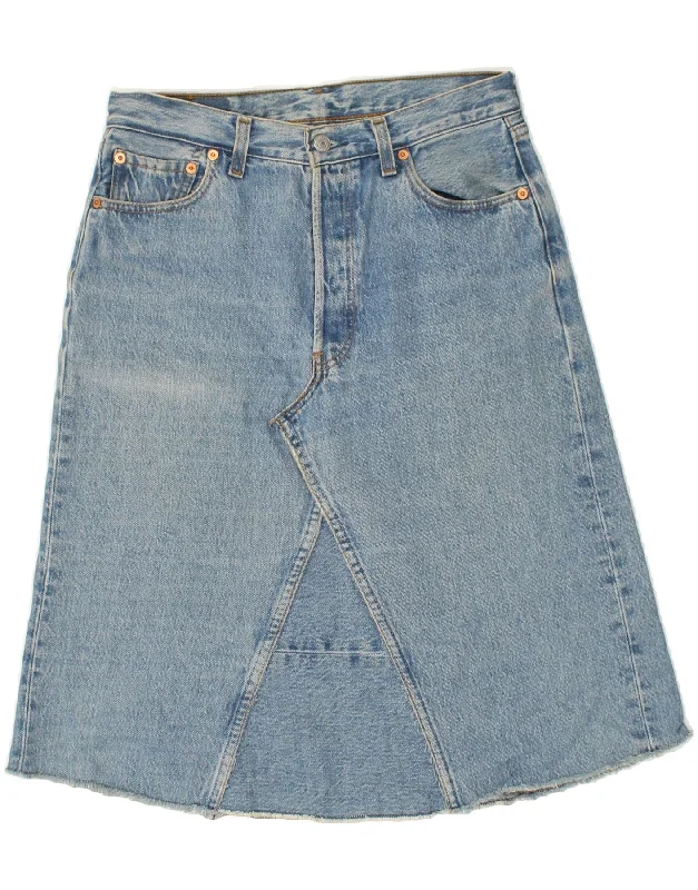 LEVI'S Womens 501 Denim Skirt W30 Medium Blue Cotton velvet skirt rich