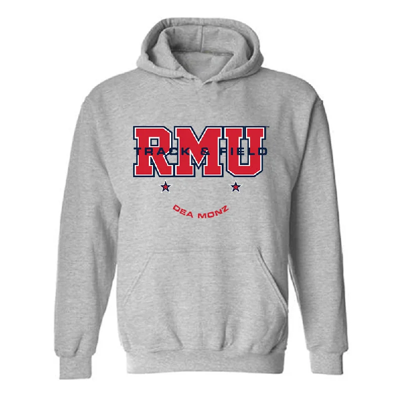 Robert Morris - NCAA Women's Track & Field : Dea Monz - Classic Fashion Shersey Hooded Sweatshirt Hoodie with Neon Bright Vibrant