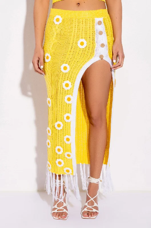 DESTINATION PARADISE DAISY CROCHET MAXI SKIRT a-line skirt cut