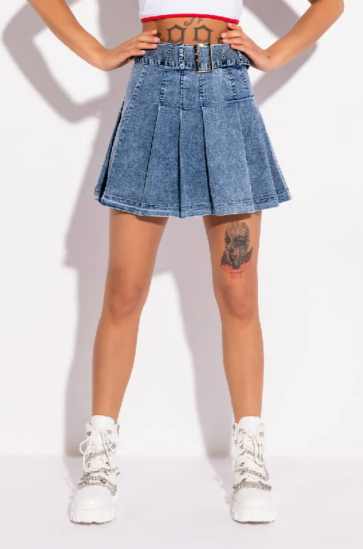 GET WHAT I WANT PLEATED DENIM MINI SKIRT mini skirt trendy