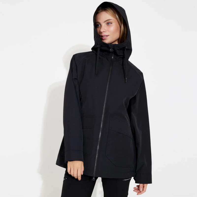 Daily Sports: Women's Montrose Rain Parka - Black Stylish Hooded Parka Jacket