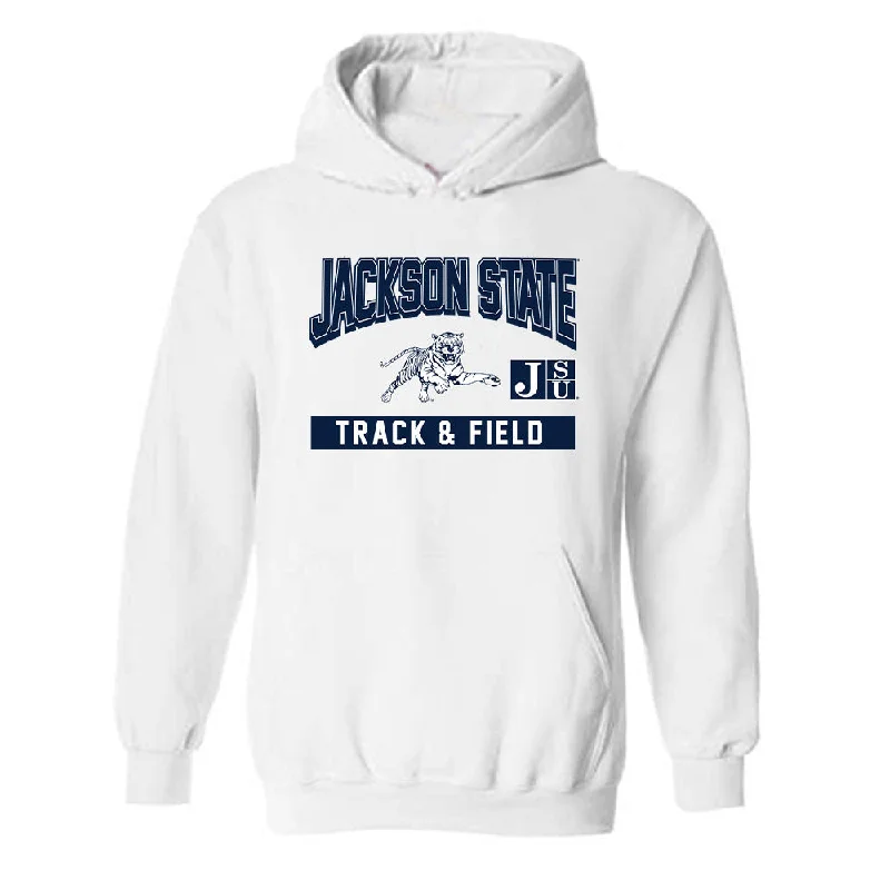 Jackson State - NCAA Women's Track & Field : Tramani Osley - Classic Fashion Shersey Hooded Sweatshirt Hoodie with Ribbed Cuffs Snug Fit Comfort