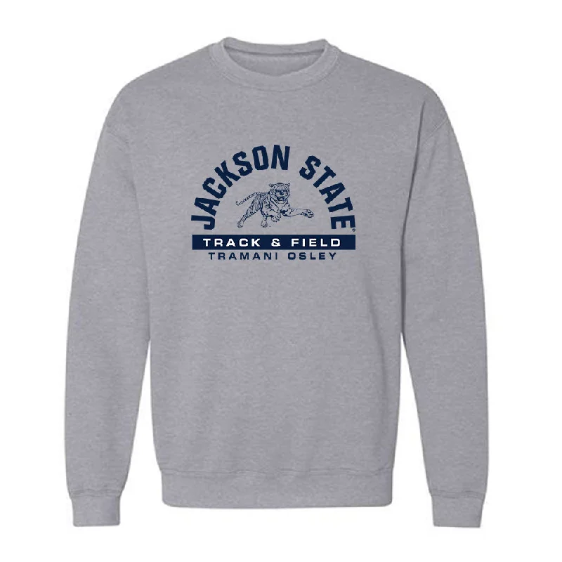 Jackson State - NCAA Women's Track & Field : Tramani Osley - Classic Fashion Shersey Crewneck Sweatshirt Hoodie Crop Top Short Trendy