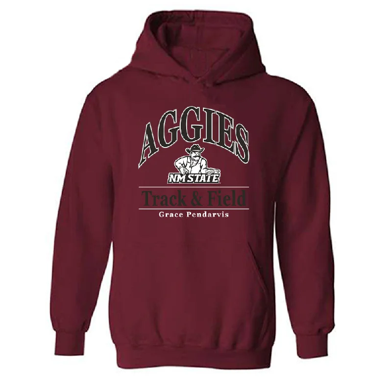 NMSU - NCAA Women's Track & Field : Grace Pendarvis - Classic Fashion Shersey Hooded Sweatshirt Hoodie with Typography Text Message