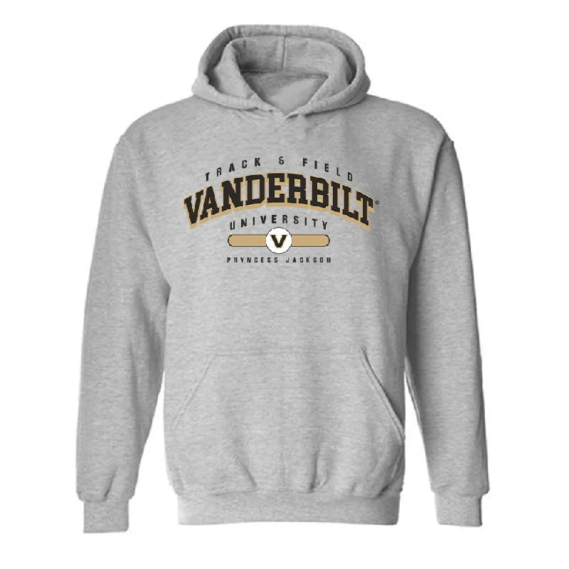 Vanderbilt - NCAA Women's Track & Field : Pryncess Jackson - Classic Fashion Shersey Hooded Sweatshirt Hoodie with Hem Embroidery Detailed Premium