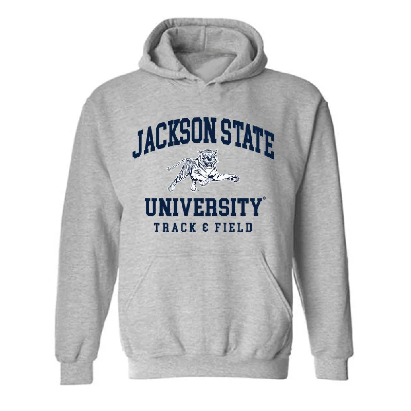 Jackson State - NCAA Women's Track & Field : Tramani Osley - Hooded Sweatshirt Hoodie with Tied Waist Feminine Flattering