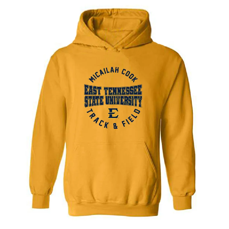 East Tennessee State - NCAA Women's Track & Field : Micailah Cook - Classic Fashion Shersey Hooded Sweatshirt Hoodie with Neon Bright Vibrant