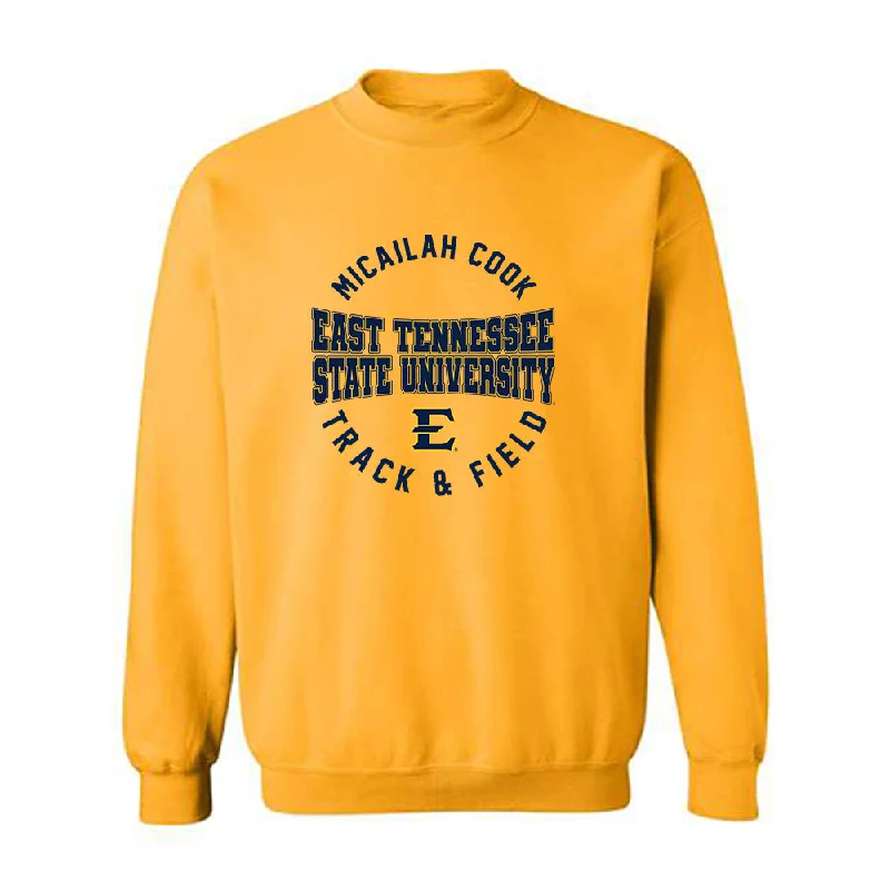 East Tennessee State - NCAA Women's Track & Field : Micailah Cook - Classic Fashion Shersey Crewneck Sweatshirt Hoodie with Gradient Ombre Colorful