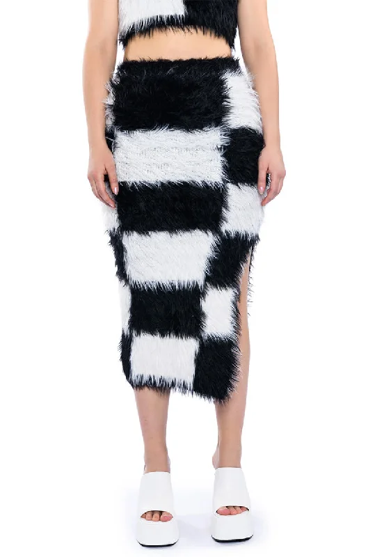 CHECKMATE SIR FUZZY MIDI SKIRT wrap skirt elegant