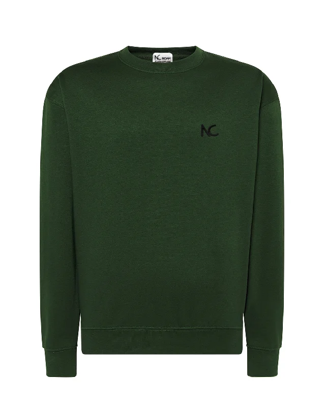 NC SWEATSHIRT - HUNTER GREEN Hoodie with Side Slits Relaxed Casual