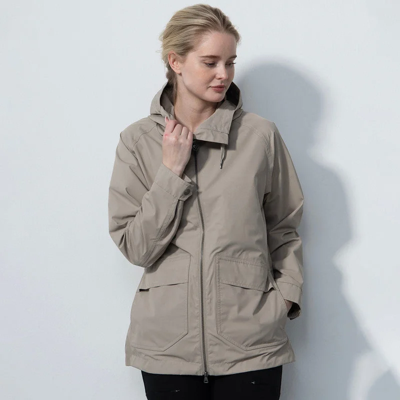 Daily Sports: Women's Montrose Rain Parka - Taupe Long Puffer Parka Coat