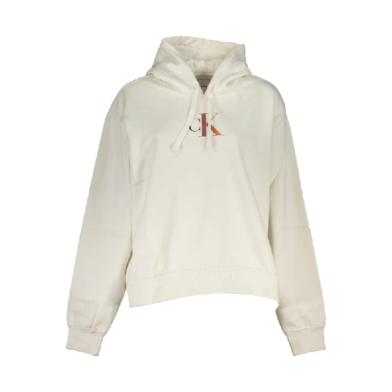 Chic White Fleece Hooded Sweatshirt Hoodie with Hem Drawcord Adjustable Customizable