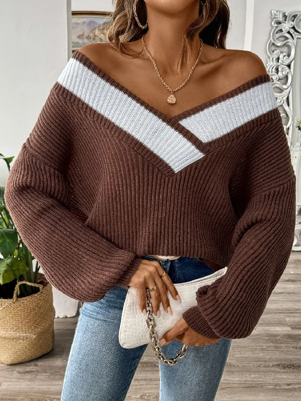 Amber Dropped Shoulder Sweater Open Front Closed Front Wrap Front