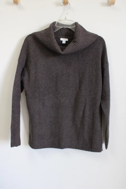 J.Jill Soft Gray Turtleneck Sweater | XS Front Pockets Side Pockets Patch Pockets