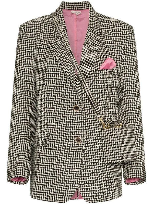 houndstooth print bag detailed blazer Women's Unique Blazer