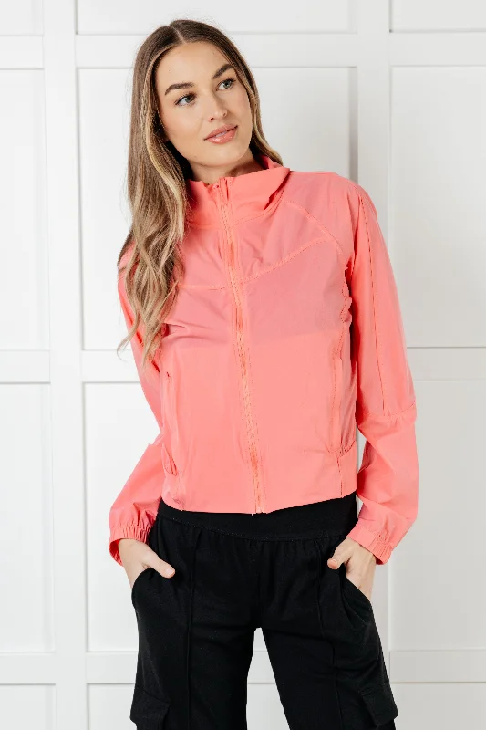 Hazel Blues® |  Fit Happens Nylon Tennis Jacket in Coral Rose Chenille Jacket Brocade Jacket Lace Jacket