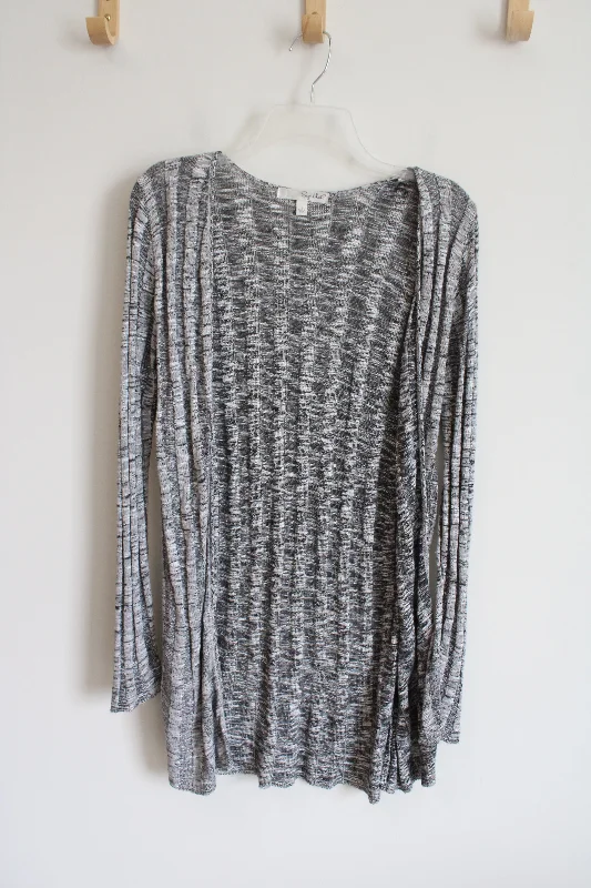 Say What? Black & White Long Sleeved Cardigan Sweater | L Bright Pastel Dark