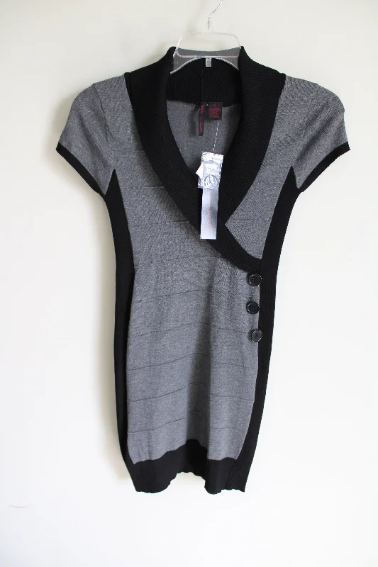 NEW Heart -N- Crush Gray Black Knit Sweater Dress | M Handmade Hand-knitted Hand-woven