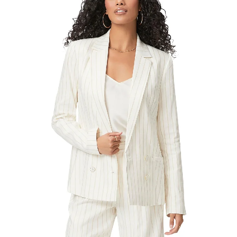 Rosette Womens Linen Metallic Stripe Double-Breasted Blazer Women's Custom Jacket