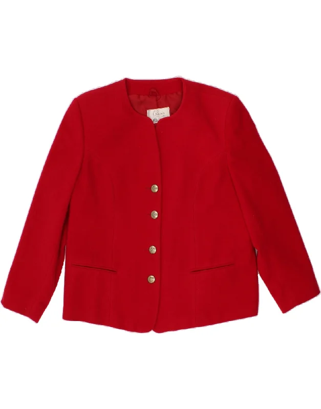 ST. BERNARD Womens 3 Button 4 Button Blazer Jacket UK 18 XL Red Wool Women's Business Blazer