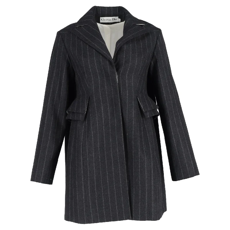 Christian Dior Pinstripe Single-Breasted Blazer in Grey Wool Women's Radiation Jacket