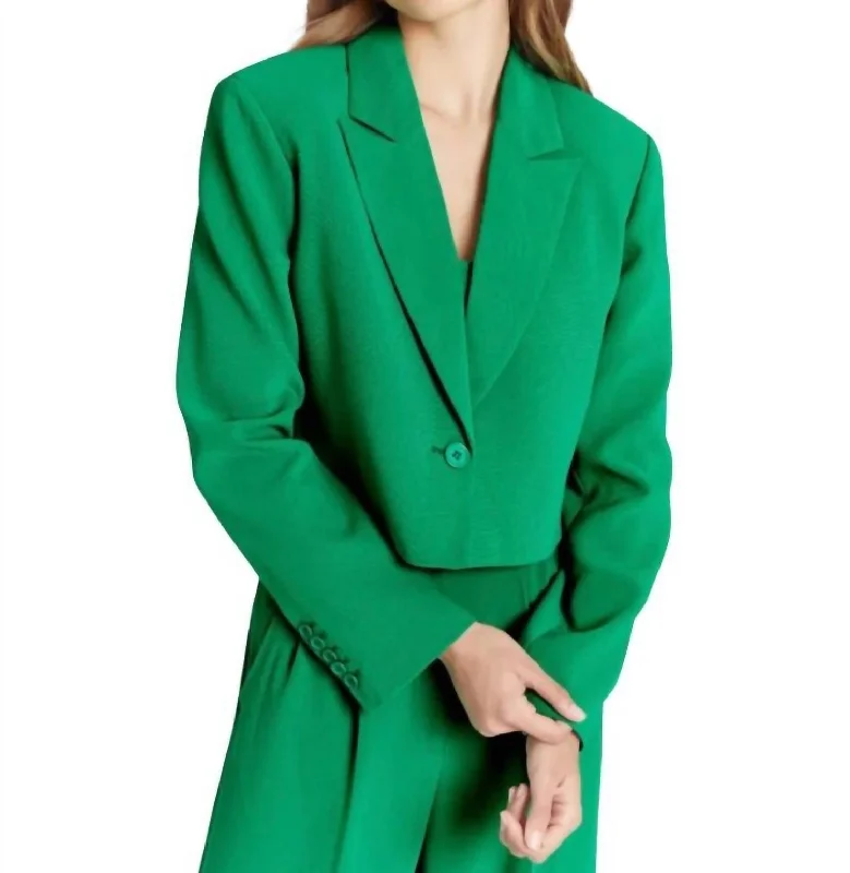 Reggie Crop Blazer In Jungle Cotton Blend Blazer