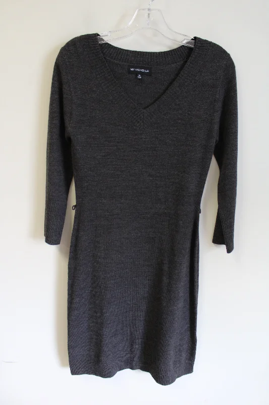 My Michelle Gray Knit Long Sleeved Sweater Dress | M Machine Wash Dry Clean Hand Wash