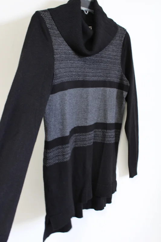 Dressbarn Black Turtleneck Color Block Sweater | S Fitted Loose Oversized