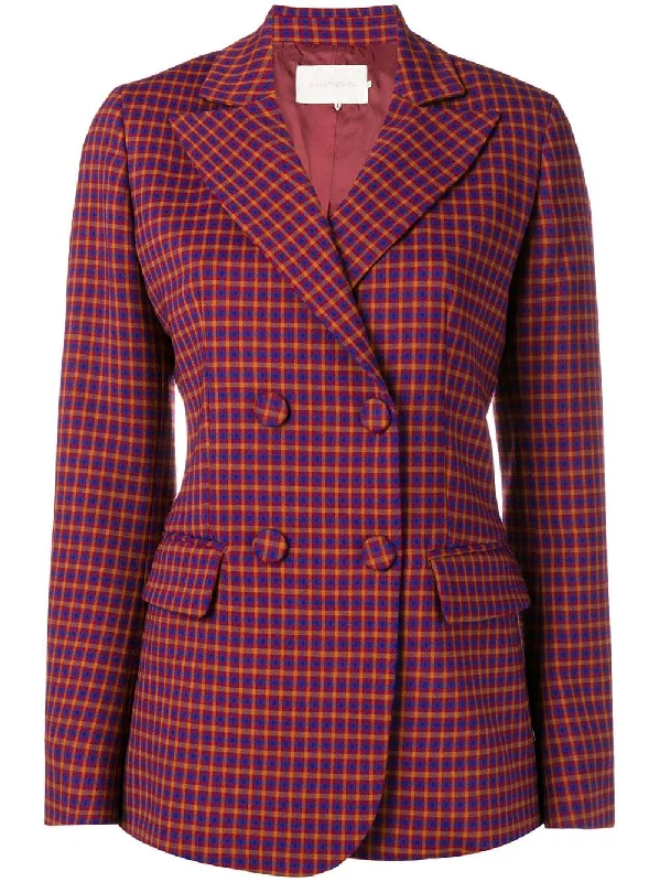 double breasted check blazer Women's Pencil Blazer