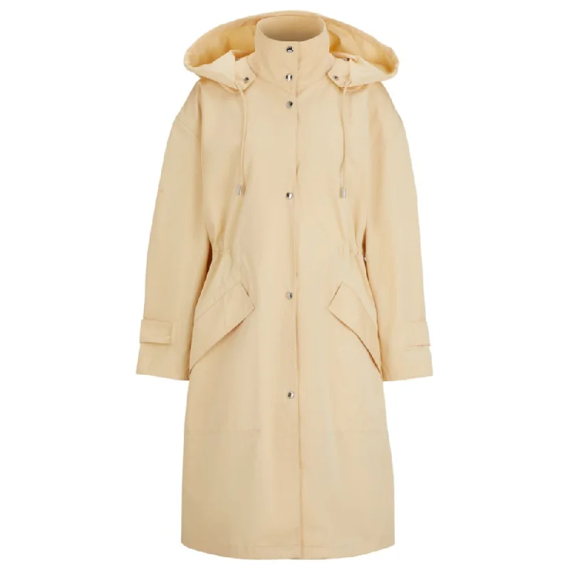 Water-repellent parka jacket in cotton twill Plush Warm Hooded Parka