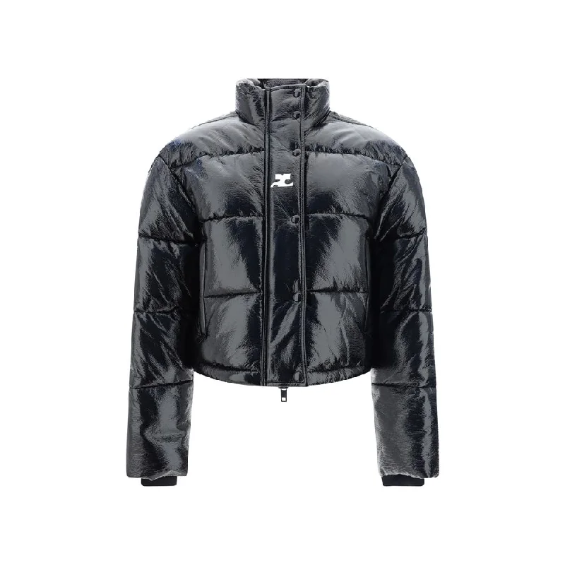 Courrėges Crop Down Jacket Front Pockets Side Pockets Patch Pockets