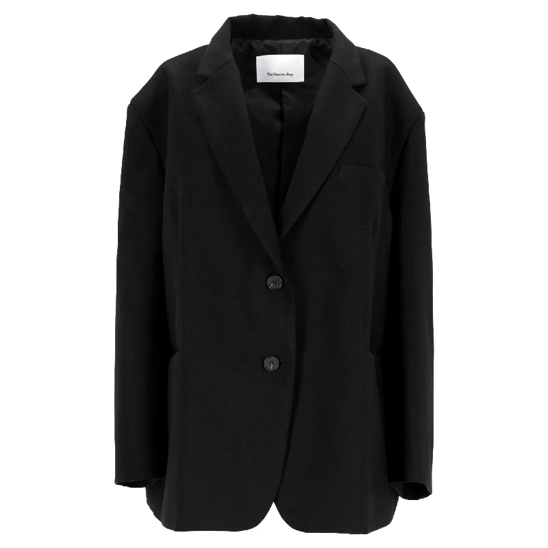 The Frankie Shop Single Breasted Blazer in Black Wool Women's Trendy Blazer