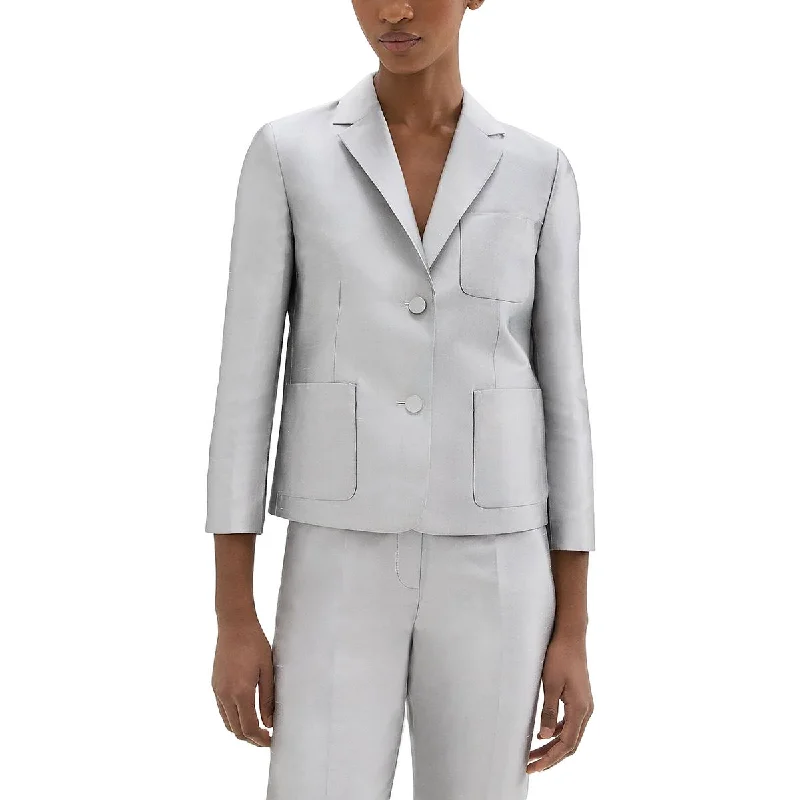 Womens Metallic Pocketed Two-Button Blazer Women's Classic Suit