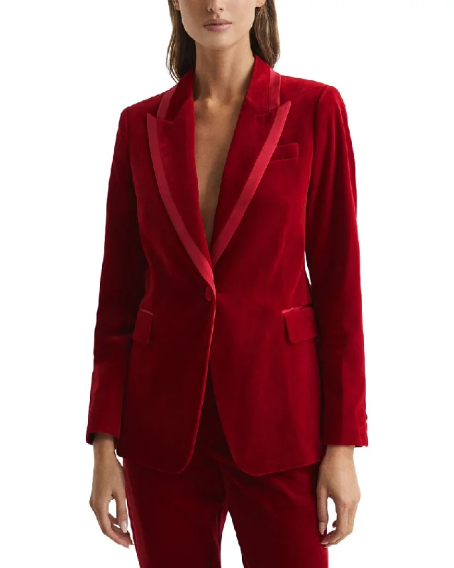 Reiss Bree Tailored Single Breasted Velvet Blazer Women's Elegant Suit