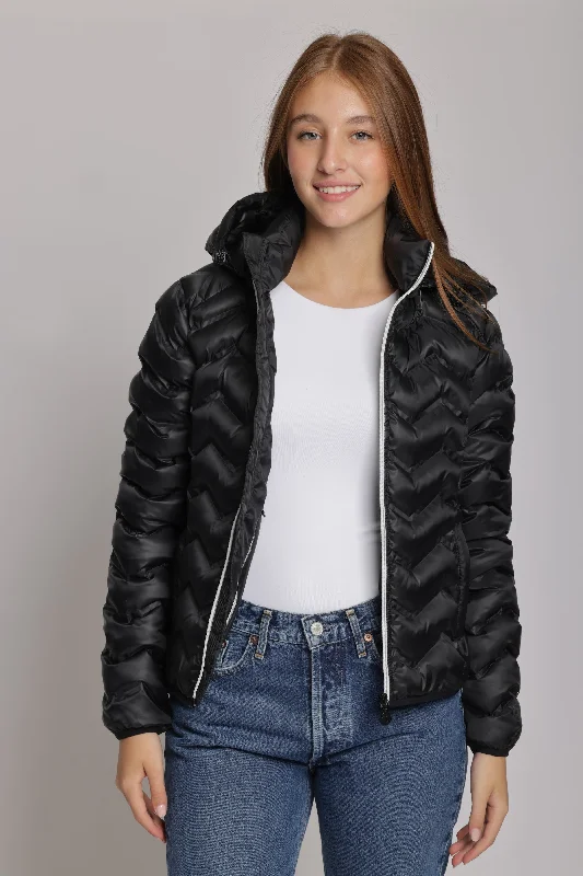 Women's packable puffer jacket in black Herringbone Jacket Houndstooth Jacket Plaid Jacket